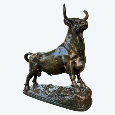 Rosa Bonheur, Toro in bronzo con patina verde sfumata, XIX secolo