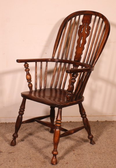 Windsor Armchair In Ash And Elm From The Early 19th Century