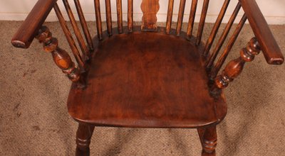 Windsor Armchair In Ash And Elm From The Early 19th Century
