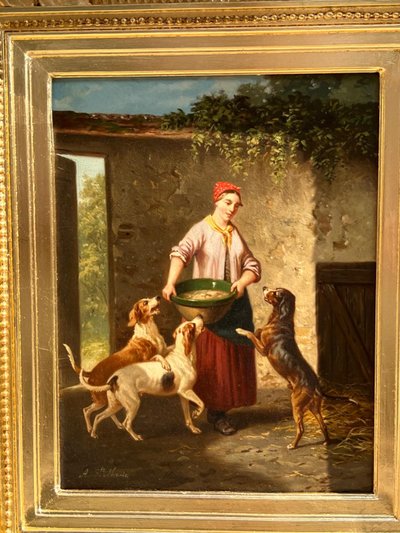 Paar Ölgemälde auf Leinwand, Alfred SAINTE MARIE (tätig von 1853 bis 1870)