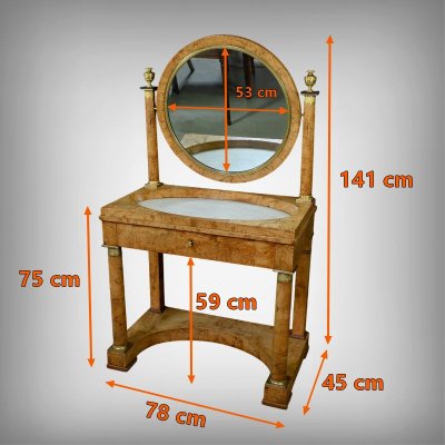 Coiffeuse en placage de Loupe d’Orme, époque Empire – Début XIXe