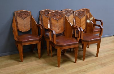 Set di 6 poltrone in palissandro, Art Déco – 1910
