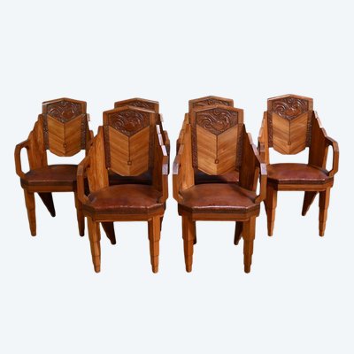 Set di 6 poltrone in palissandro, Art Déco – 1910