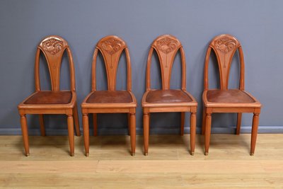 Set of 4 stained beech chairs, Art Deco – 1910
