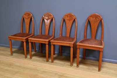 Set of 4 stained beech chairs, Art Deco – 1910