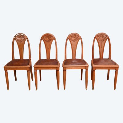 Set of 4 stained beech chairs, Art Deco – 1910