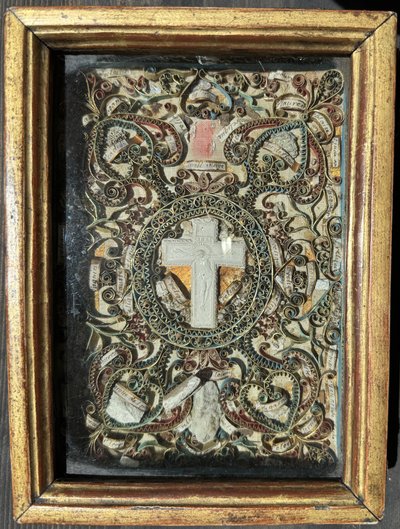 Paperolles Reliquary to the Glory of the Jesuits - late 19th / early 20th century