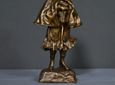 Bronzo “La scolaretta”, firmato Tremo – Inizio XX secolo