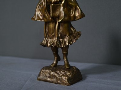 Bronzo “La scolaretta”, firmato Tremo – Inizio XX secolo