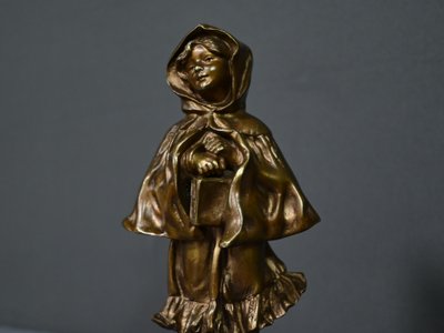 Bronzo “La scolaretta”, firmato Tremo – Inizio XX secolo