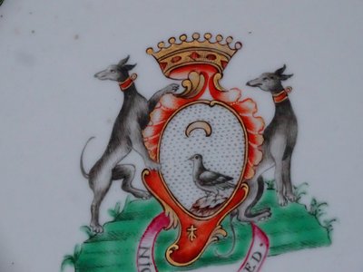 Plate of the East India Company, Coat of Arms of the Aguado de la Marisma Family, Pink China