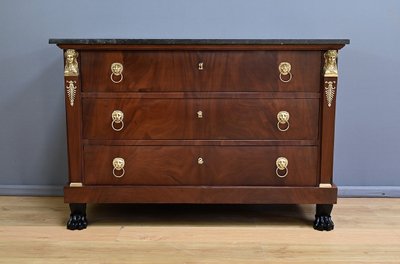 Commode Retour d’Égypte en Acajou de Cuba, époque Empire – Début XIXe
