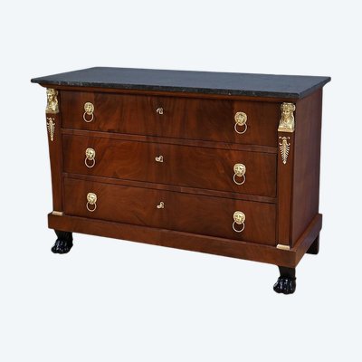 Commode Retour d’Égypte en Acajou de Cuba, époque Empire – Début XIXe