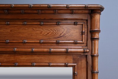 Bamboo-style Pitchpin Mirror Cabinet, Art Nouveau – Early 20th Century