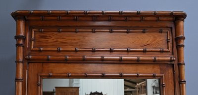 Bamboo-style Pitchpin Mirror Cabinet, Art Nouveau – Early 20th Century
