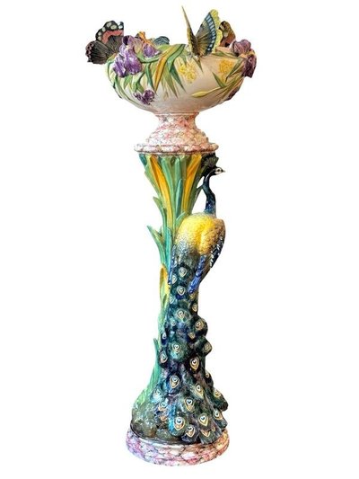 Delphin Massier Grand Complete Art Nouveau "Pavone e farfalle"