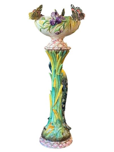 Delphin Massier Grand Complete Art Nouveau "Pavone e farfalle"