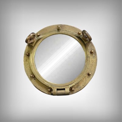 Miroir Hublot de Navire en Laiton – Début XXe