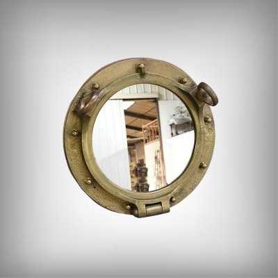 Miroir Hublot de Navire en Laiton – Début XXe