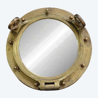 Miroir Hublot de Navire en Laiton – Début XXe