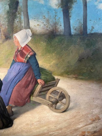 Painting by Felix PESCADOR-SALDAÑA - Breton Women in Front of the Cross