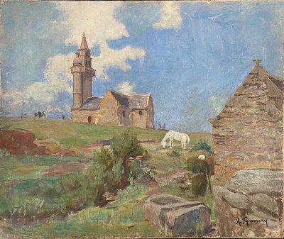 Tableau d'Adolphe GUMERY - La chapelle Notre-Dame de Callot à Carantec (Finistère)