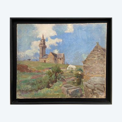 Tableau d'Adolphe GUMERY - La chapelle Notre-Dame de Callot à Carantec (Finistère)