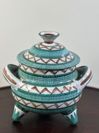 Tripod ceramic pot / tureen signed Robert Picault 1960's