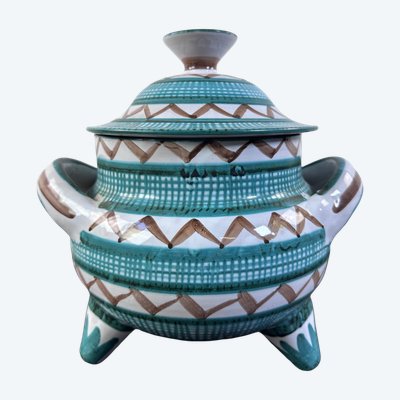 Tripod ceramic pot / tureen signed Robert Picault 1960's