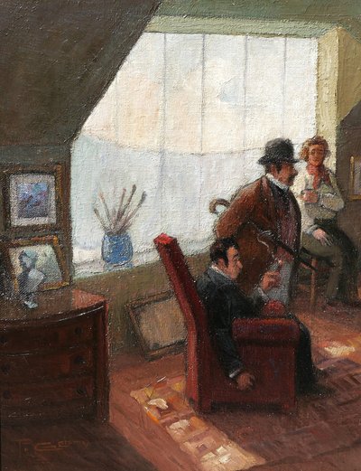 Pierre-René Germinet detto Pierre Germy, I Filistei, dipinto 1935 donna nuda umoristica caricatura