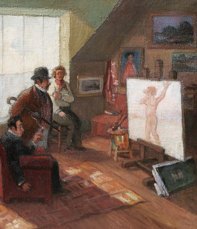 Pierre-René Germinet detto Pierre Germy, I Filistei, dipinto 1935 donna nuda umoristica caricatura