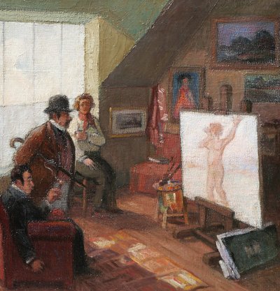 Pierre-René Germinet detto Pierre Germy, I Filistei, dipinto 1935 donna nuda umoristica caricatura