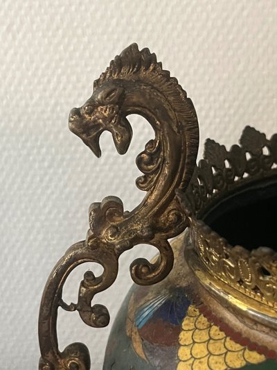 Cloisonné enamel and gilt bronze flowerpot, 19th century
