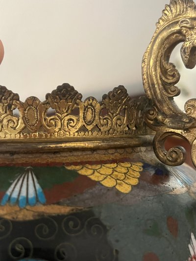 Cloisonné enamel and gilt bronze flowerpot, 19th century