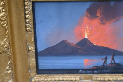 Neapolitan Gouache XIX eruption of Vesuvius
