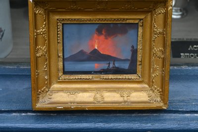 Neapolitan Gouache XIX eruption of Vesuvius