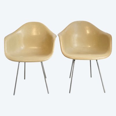 Charles & Ray Eames  Paire de fauteuils vintage modèle Dax