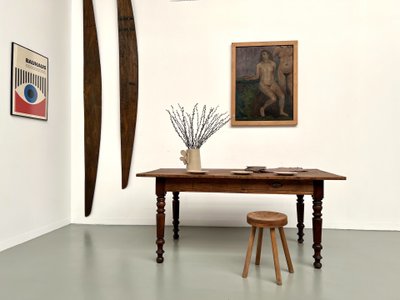 Small pine farmhouse table with turned legs