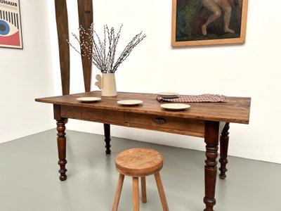 Small pine farmhouse table with turned legs