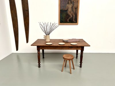 Small pine farmhouse table with turned legs