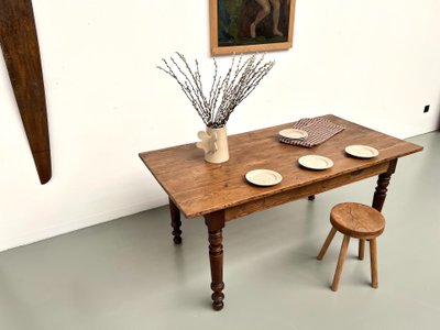 Small pine farmhouse table with turned legs