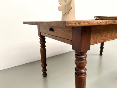 Small pine farmhouse table with turned legs