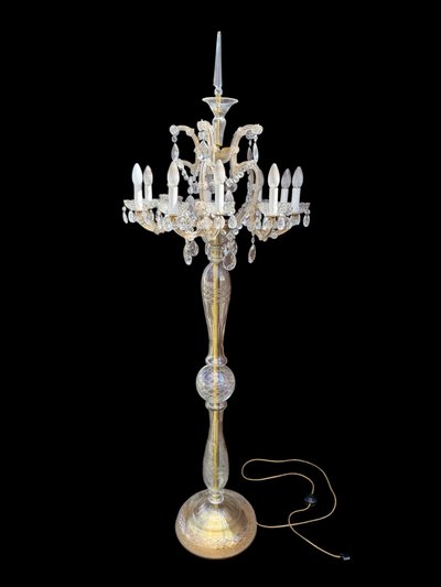 Lampadaire à 10 lumières en cristal de bohème , H : 1,95m