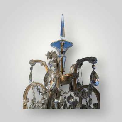 Lampadaire à 10 lumières en cristal de bohème , H : 1,95m