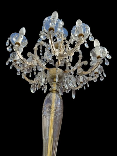 Lampadaire à 10 lumières en cristal de bohème , H : 1,95m