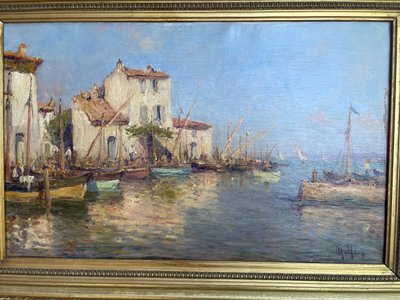 Oil on canvas signed Malfroy representing Martigues