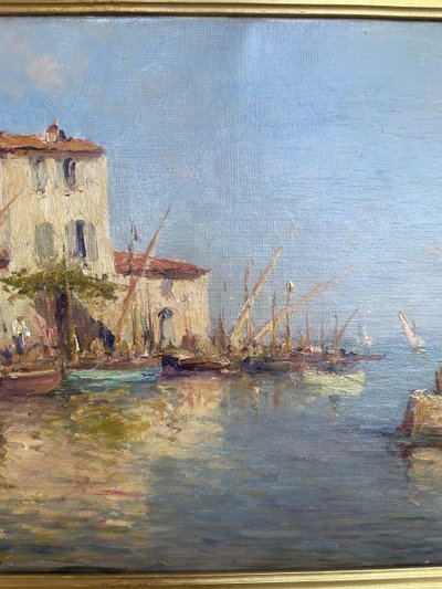 Oil on canvas signed Malfroy representing Martigues