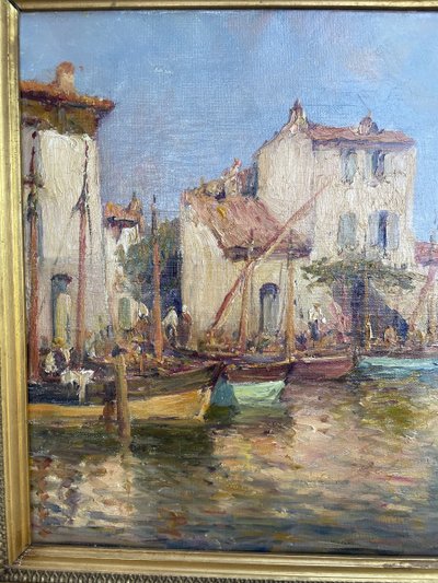 Oil on canvas signed Malfroy representing Martigues