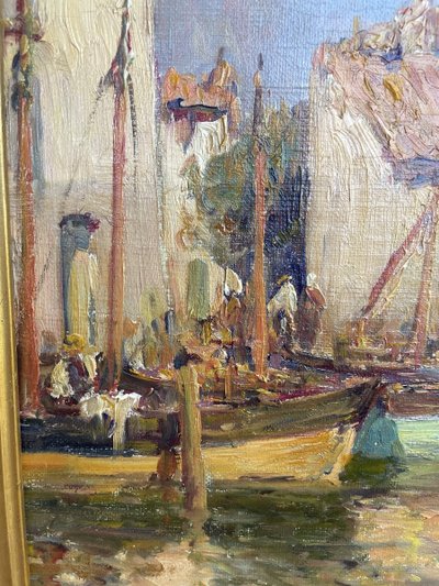Oil on canvas signed Malfroy representing Martigues