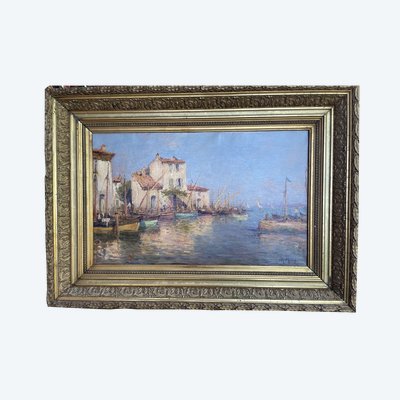 Oil on canvas signed Malfroy representing Martigues